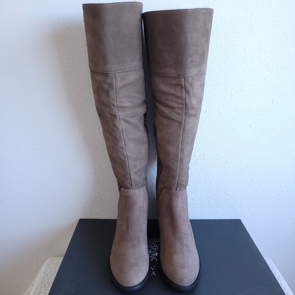 New Vince Camuto Suede Over the Knee Boots in Taupe - Picture 2 of 11